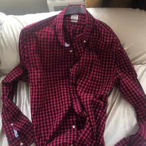Red black plaid Bonobos button up